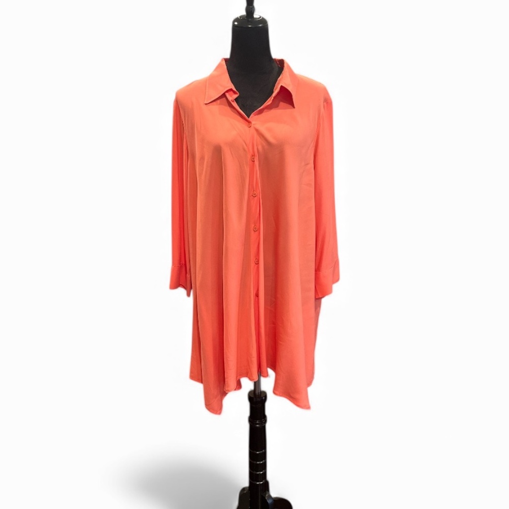 Grace Elements Melon Orange Oversized Button Up T… - image 1